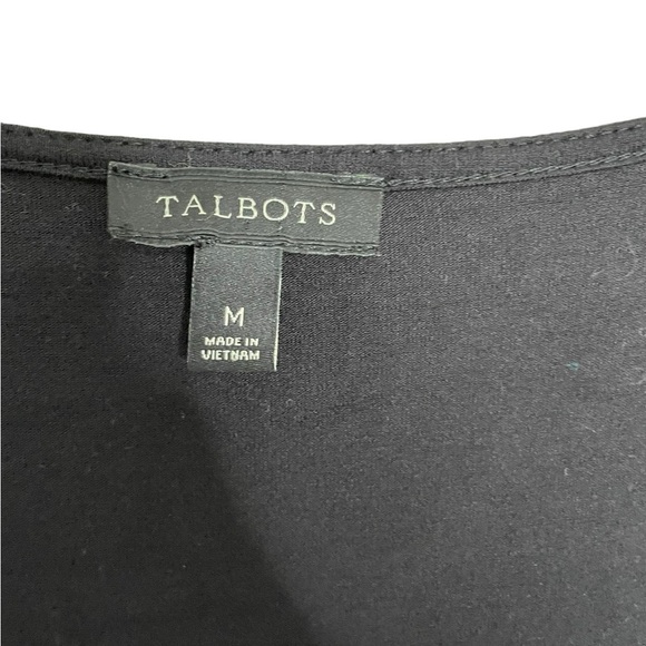 Talbots Black Draped Neckline Minimalistic Staple Black Blouse Medium - Picture 3 of 4